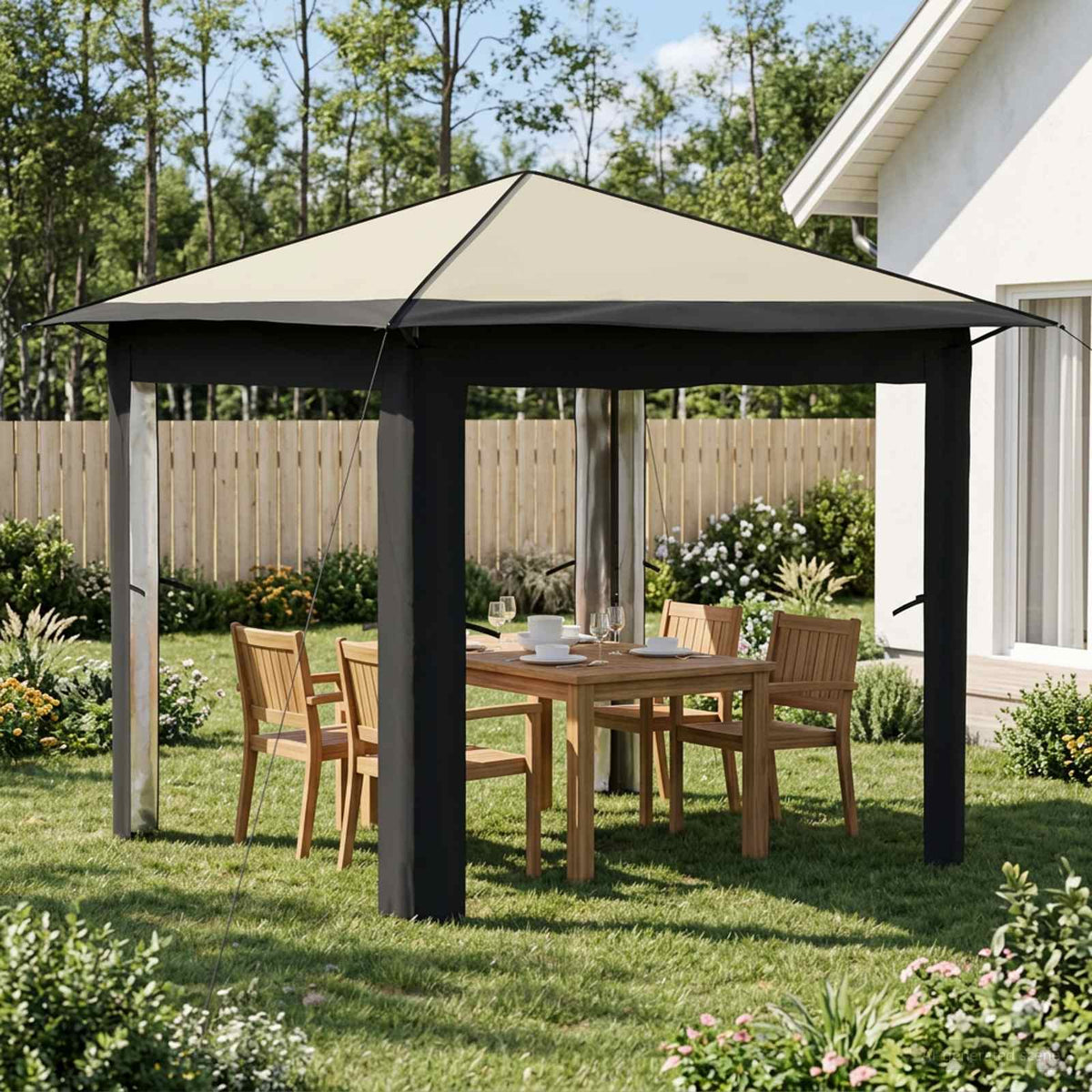 Gazebo zonder Zijwand 2,6 x 2,6 m Crème en Antraciet is nu te koop bij PeponiXL, paradijselijk wonen!