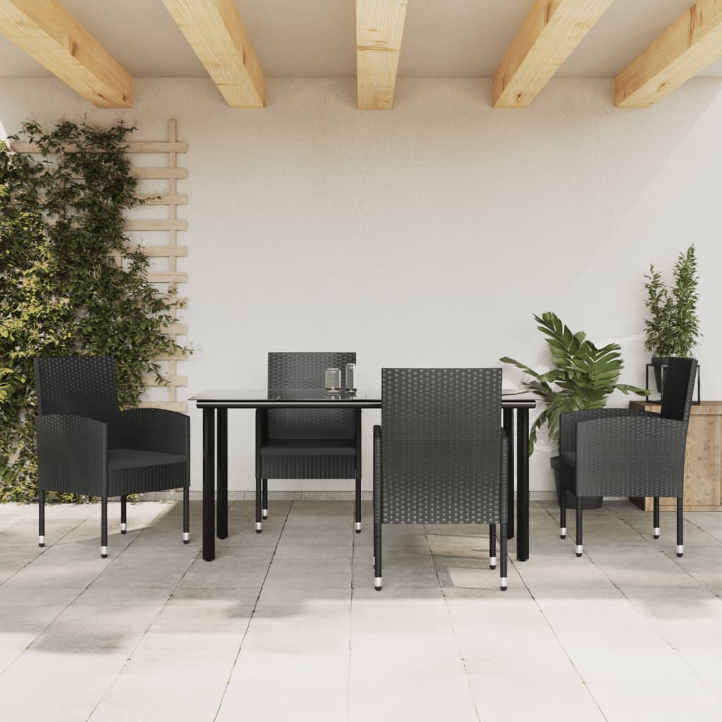 5-delige Tuinset poly rattan en staal zwart is nu te koop bij PeponiXL, paradijselijk wonen!