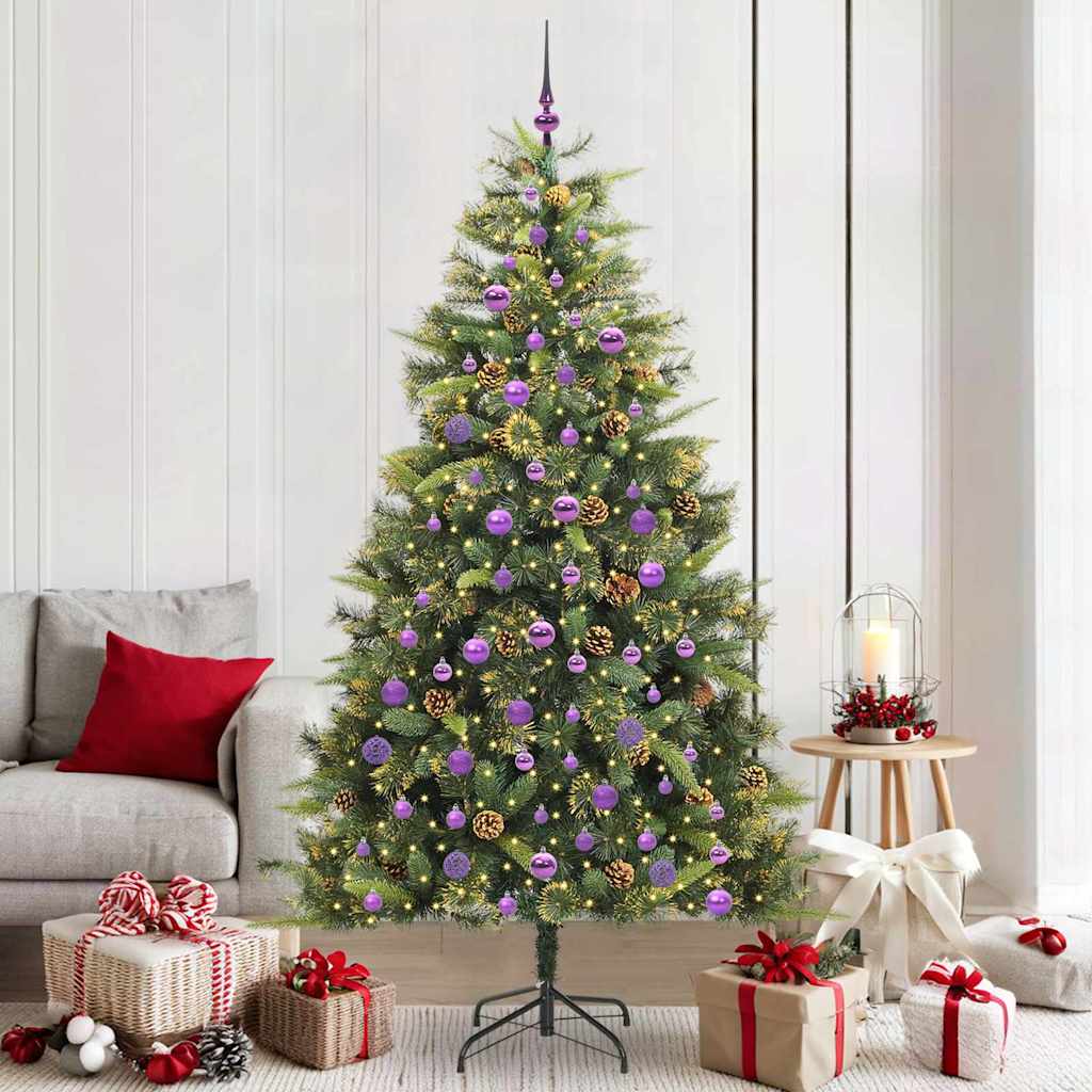 Kunstmatige Scharnier Kerstboom met Cones Groen 210 cm is nu te koop bij PeponiXL, paradijselijk wonen!