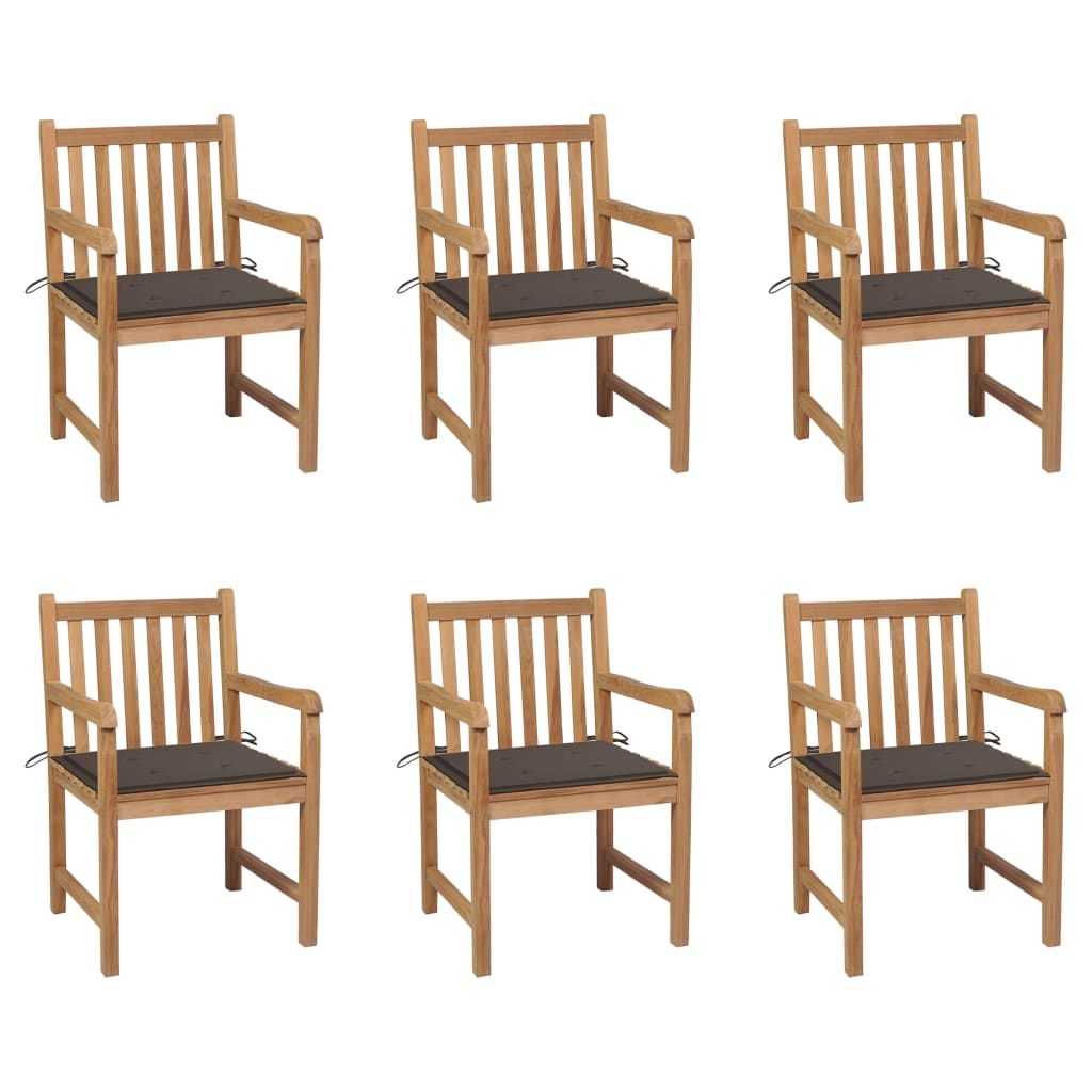 Tuinstoelen 6 st met taupe kussens massief teakhout is nu te koop bij PeponiXL, paradijselijk wonen!