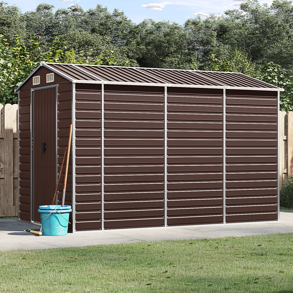 Tuinhuis Bruin 191x300x198 cm Gegalvaniseerd Staal is nu te koop bij PeponiXL, paradijselijk wonen!