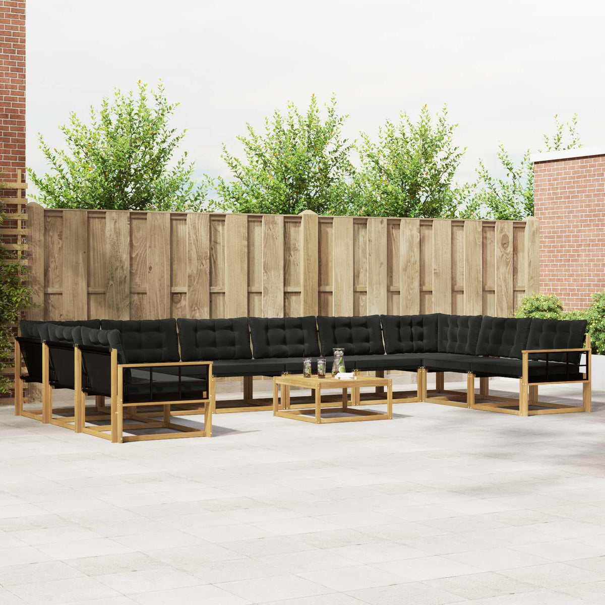 Buiten bankenset met kussen 11 pcs Wit en zwart is nu te koop bij PeponiXL, paradijselijk wonen!