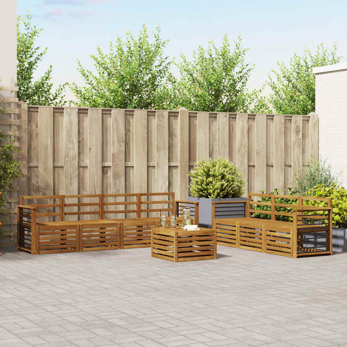 Sofa-Sets 8 pcs Naturel Massief Acaciahout is nu te koop bij PeponiXL, paradijselijk wonen!