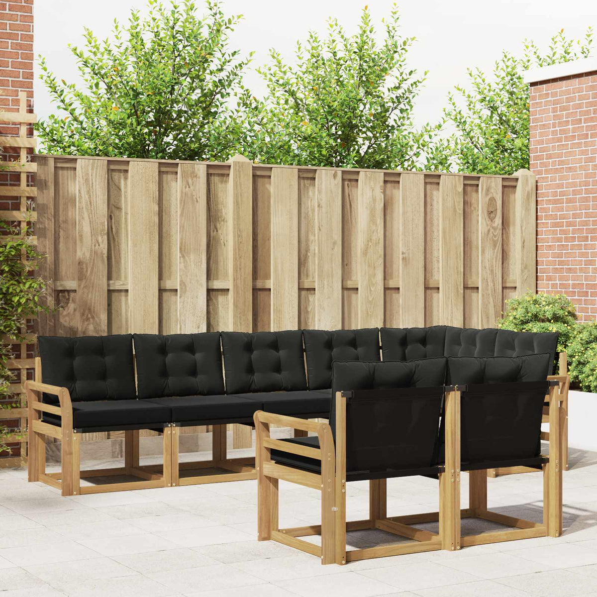 Buiten bankenset met kussen 8 pcs Wit en zwart is nu te koop bij PeponiXL, paradijselijk wonen!