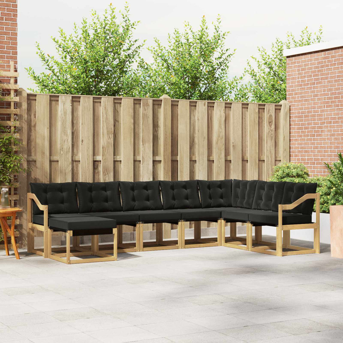 Buiten bankenset met kussen 8 pcs Wit en zwart is nu te koop bij PeponiXL, paradijselijk wonen!
