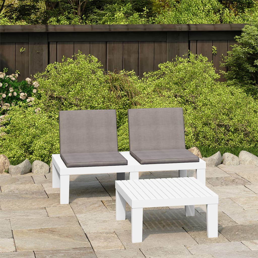 2-delige Loungeset met kussens kunststof wit is nu te koop bij PeponiXL, paradijselijk wonen!