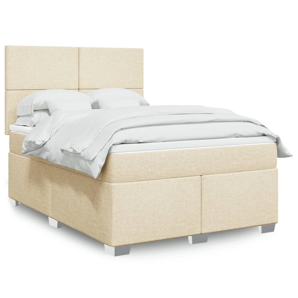 Boxspring met matras stof crèmekleurig 160x200 cm is nu te koop bij PeponiXL, paradijselijk wonen!