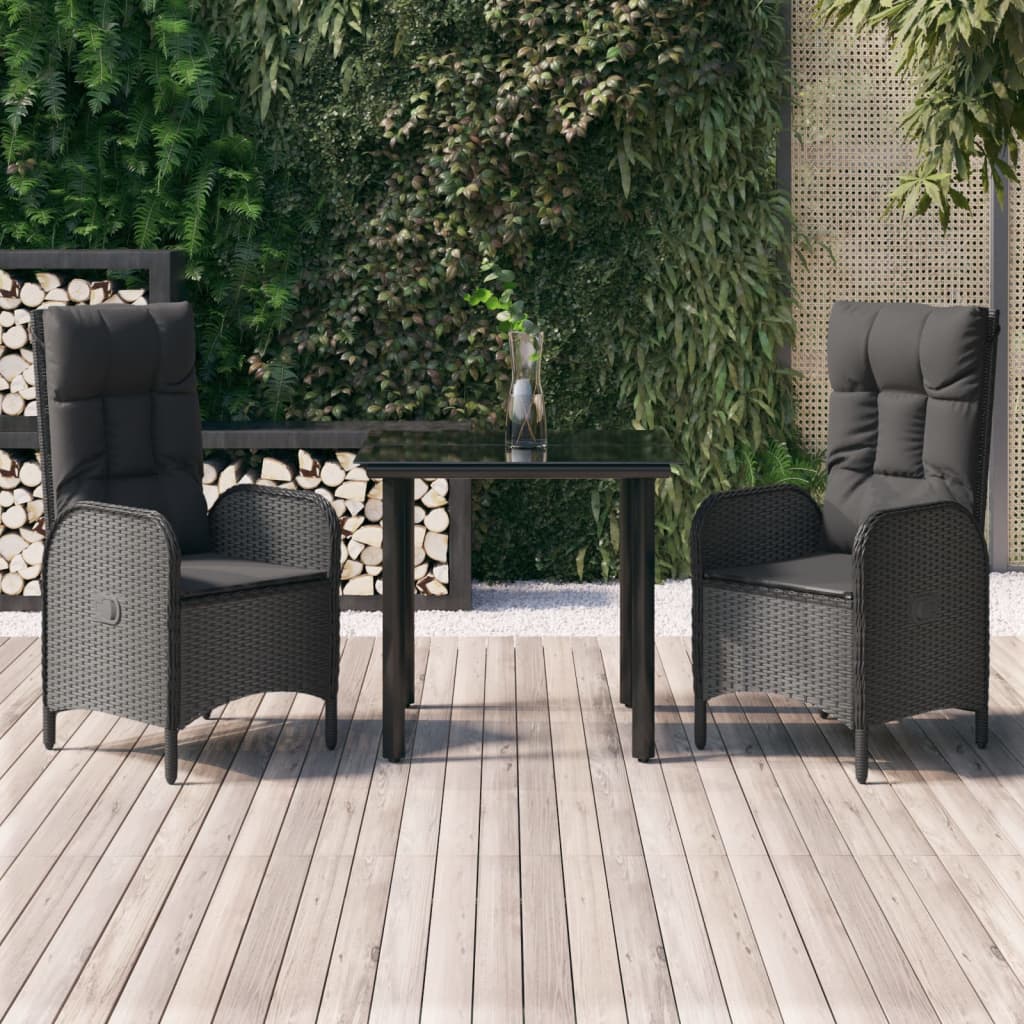 3-delige Tuinset met kussens poly rattan zwart is nu te koop bij PeponiXL, paradijselijk wonen!