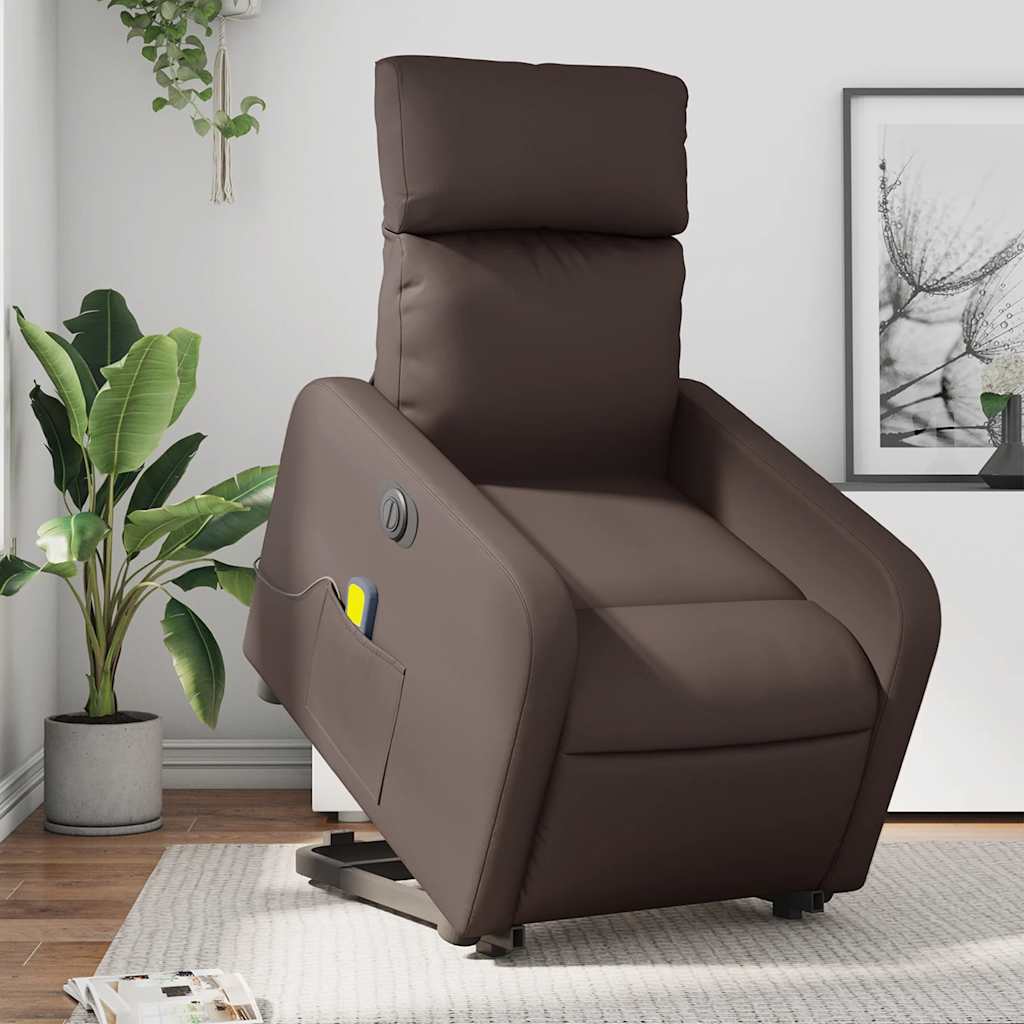 Sta-op-massagestoel elektrisch kunstleer bruin is nu te koop bij PeponiXL, paradijselijk wonen!