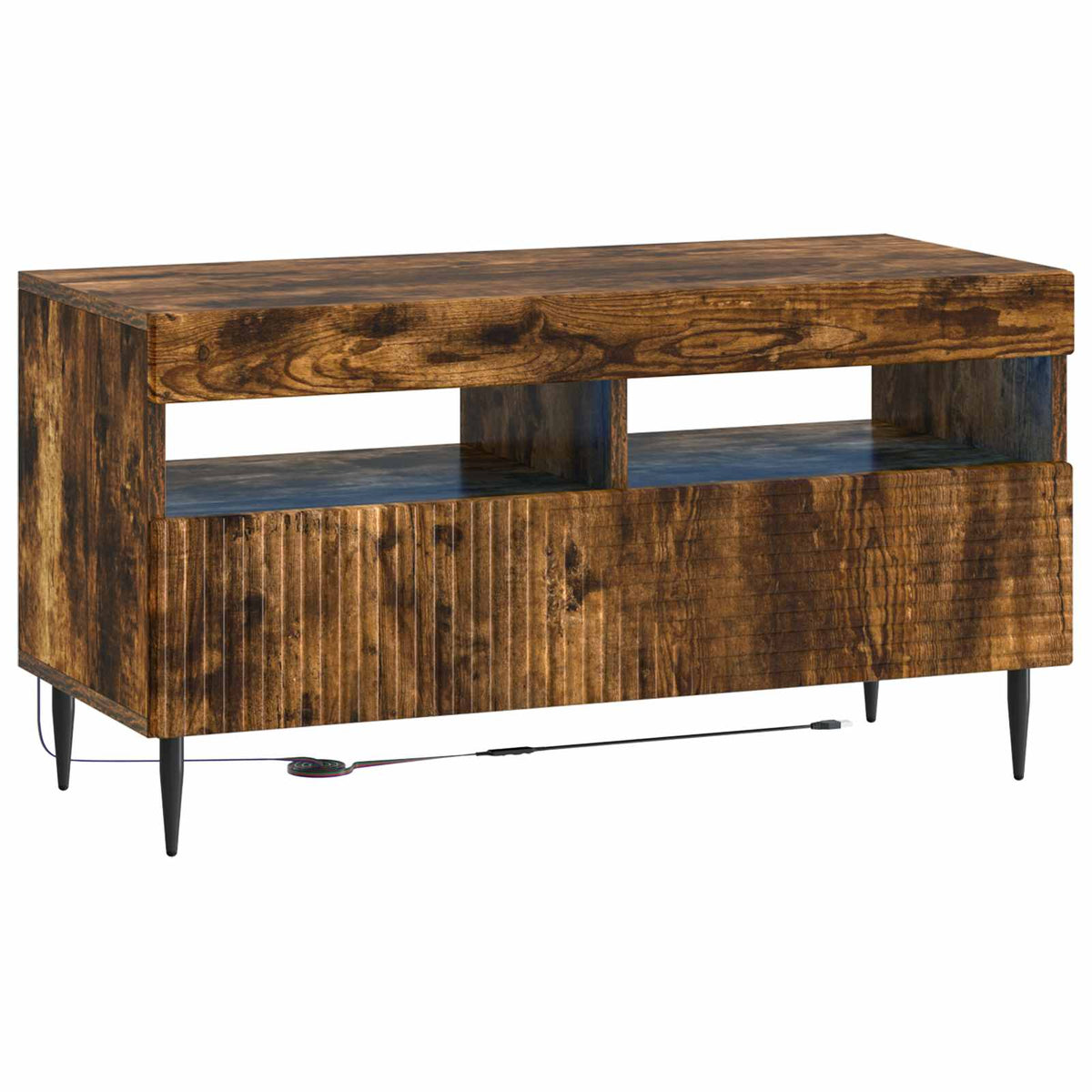 LED tv-meubel Gerookt eiken Bewerkt hout is nu te koop bij PeponiXL, paradijselijk wonen!