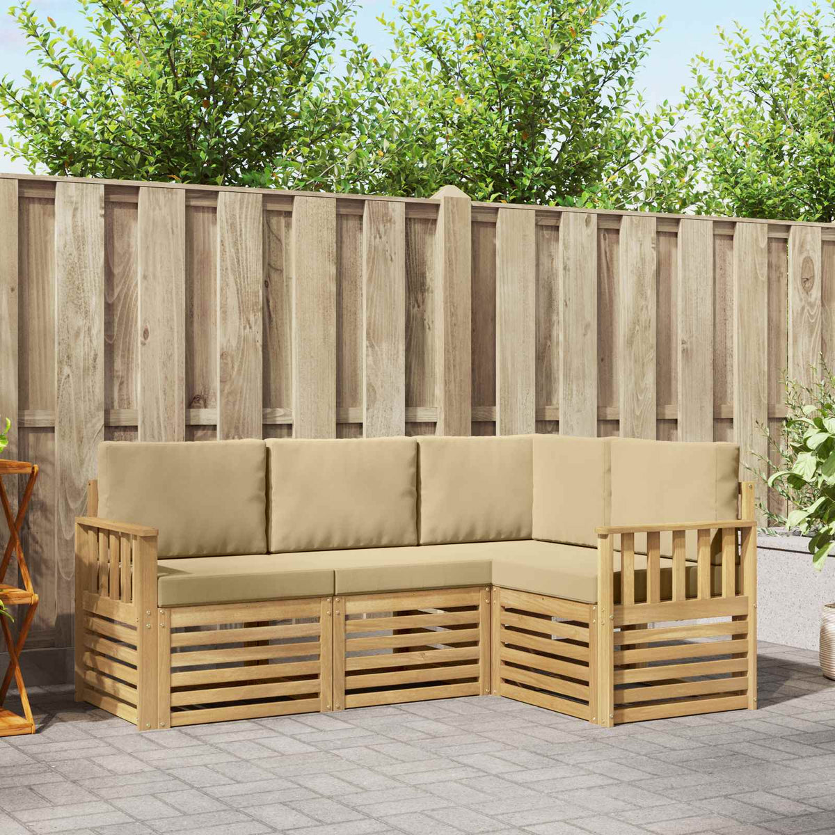 Buiten bankenset 4 pcs Wit en Beige 187,5 x 128,5 x 73 cm is nu te koop bij PeponiXL, paradijselijk wonen!