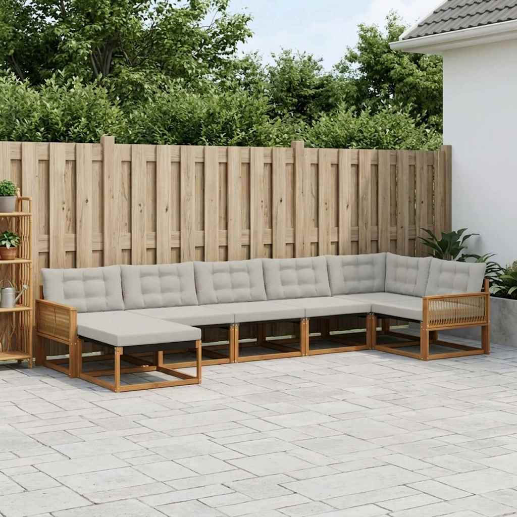 Buiten bankenset met kussen 7 pcs Naturel en lichtgrijs is nu te koop bij PeponiXL, paradijselijk wonen!