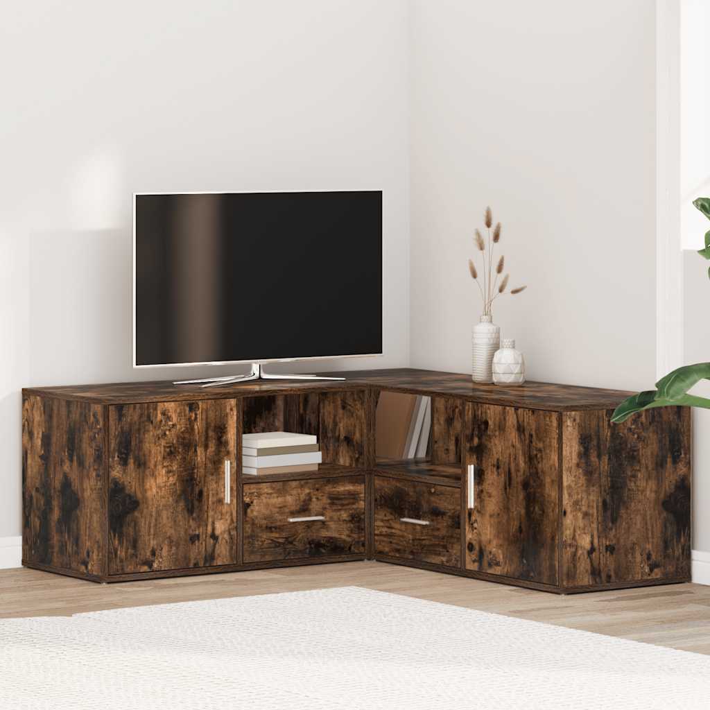 Hoekkast 200x40x45 cm bewerkt hout gerookt eikenkleurig is nu te koop bij PeponiXL, paradijselijk wonen!