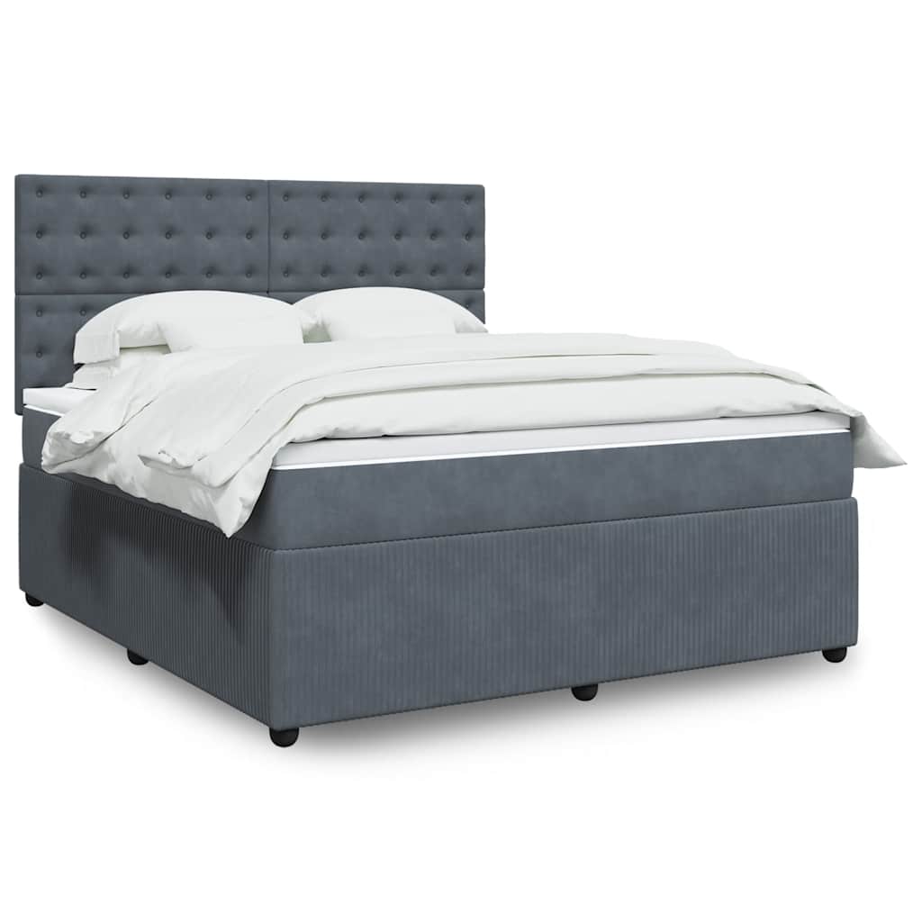 Boxspring met matras fluweel donkergrijs 180x200 cm is nu te koop bij PeponiXL, paradijselijk wonen!
