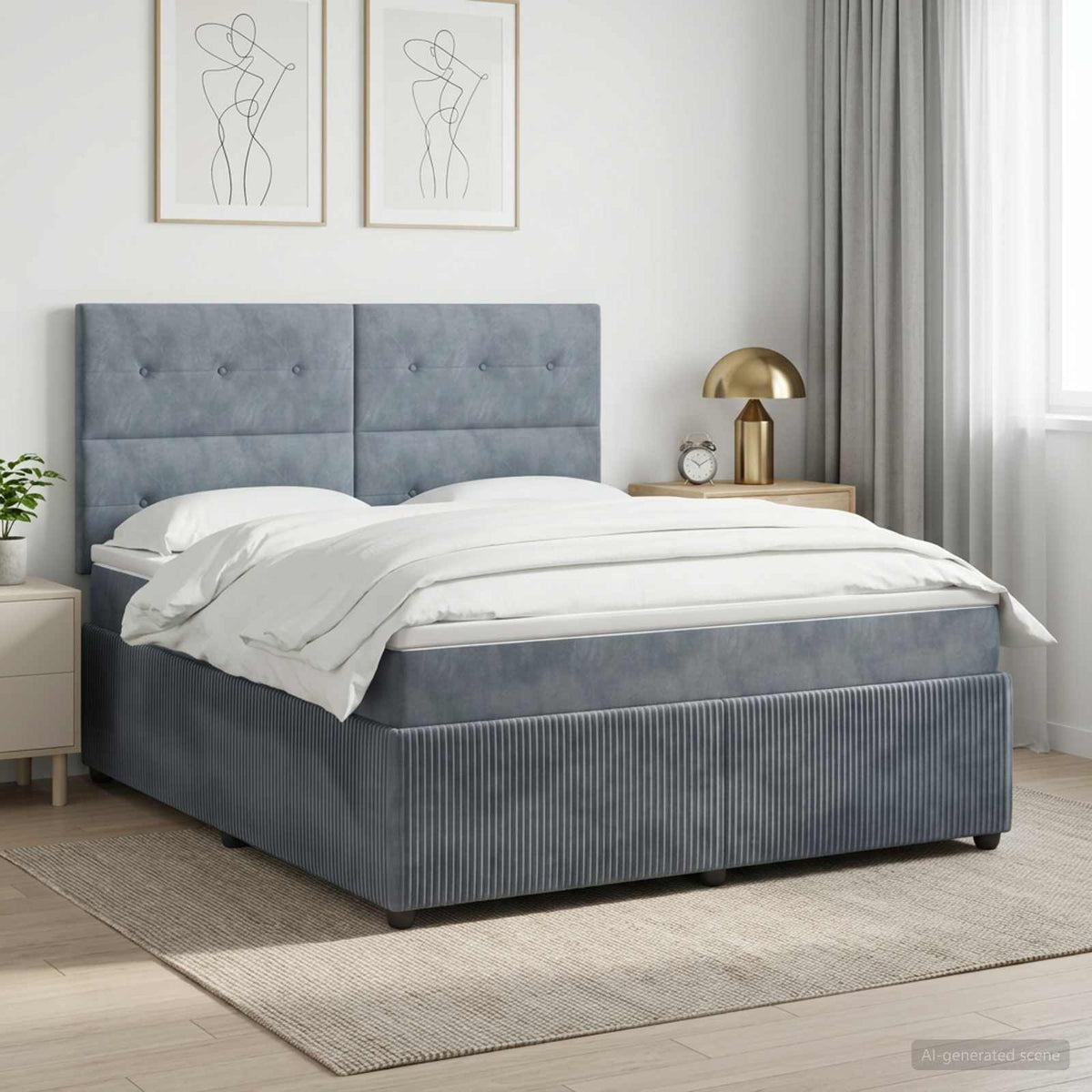 Boxspringbed met matras Donkergrijs 180 x 200 cm Fluweel is nu te koop bij PeponiXL, paradijselijk wonen!