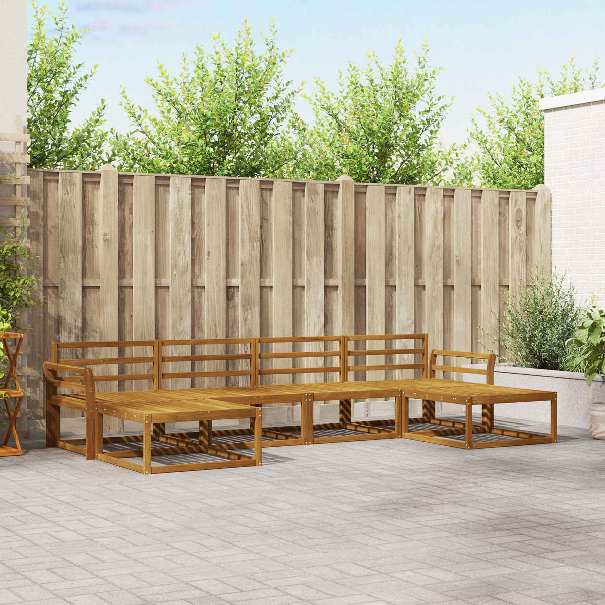 Buiten bankenset 6 pcs Naturel Massief Acaciahout is nu te koop bij PeponiXL, paradijselijk wonen!