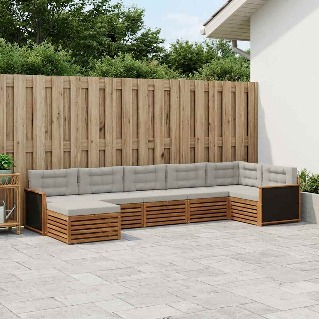 Buiten bankenset met kussen 7 pcs Naturel en lichtgrijs is nu te koop bij PeponiXL, paradijselijk wonen!