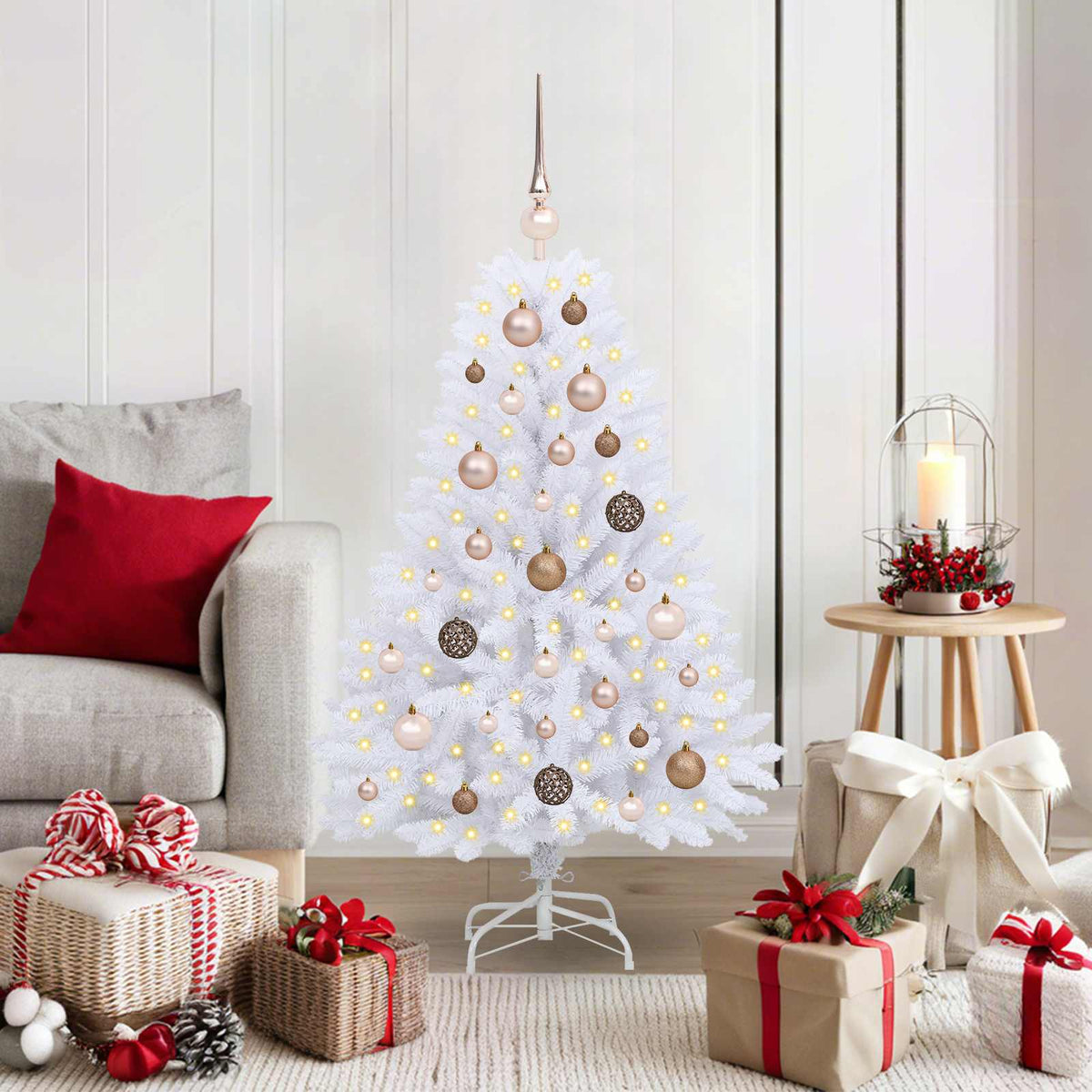 Kunstkerstboom Wit 68 x 68 x 120 cm PVC en Metaal is nu te koop bij PeponiXL, paradijselijk wonen!