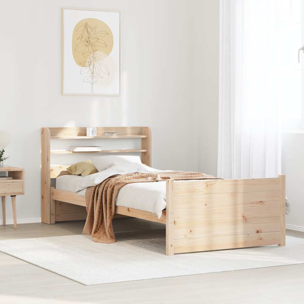 Bedframe met hoofdbord massief grenenhout 75x190 cm is nu te koop bij PeponiXL, paradijselijk wonen!