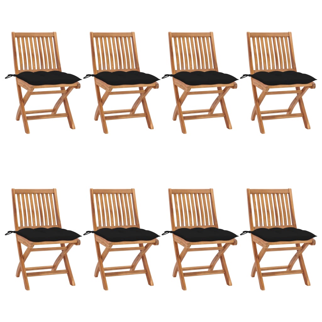Tuinstoelen 8 st inklapbaar met kussens massief teakhout is nu te koop bij PeponiXL, paradijselijk wonen!