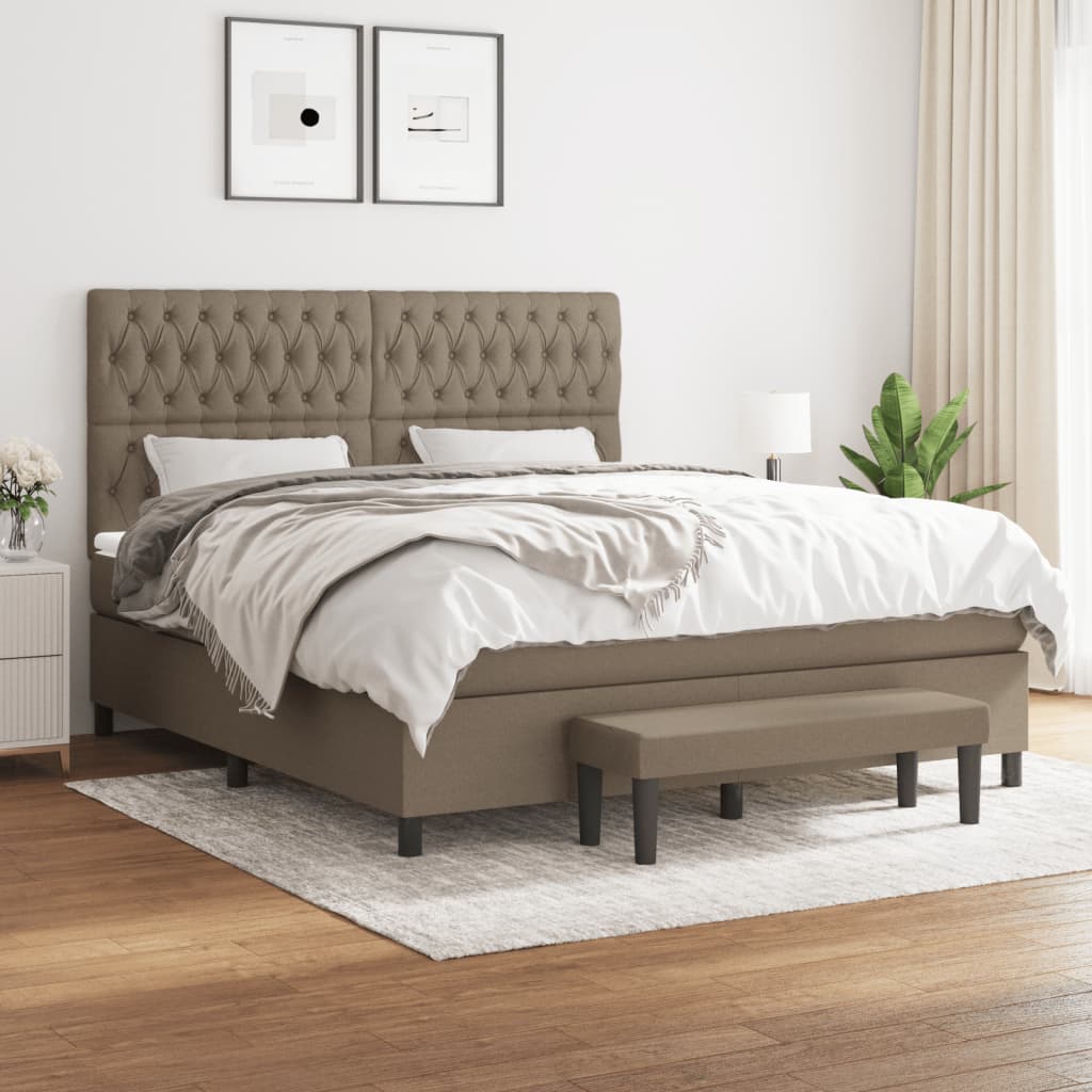 Boxspring met matras stof taupe 180x200 cm is nu te koop bij PeponiXL, paradijselijk wonen!