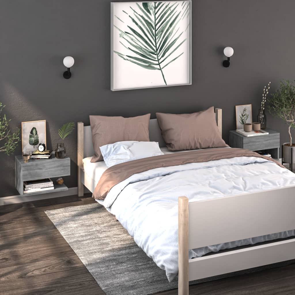 Nachtkastjes 2 st wandgemonteerd grijs sonoma eikenkleurig is nu te koop bij PeponiXL, paradijselijk wonen!