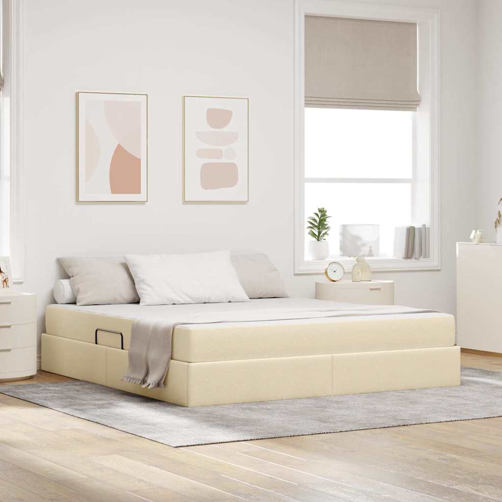 Opbergbed met matras met matras Crème 180 x 200 cm Polyester is nu te koop bij PeponiXL, paradijselijk wonen!