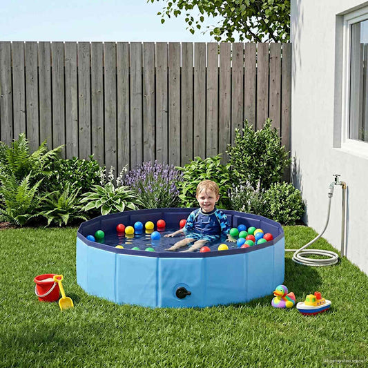 Kinderen Zwembad Blauw Ø 80 x 20 cm Dik PVC en Gelaagd Hout is nu te koop bij PeponiXL, paradijselijk wonen!