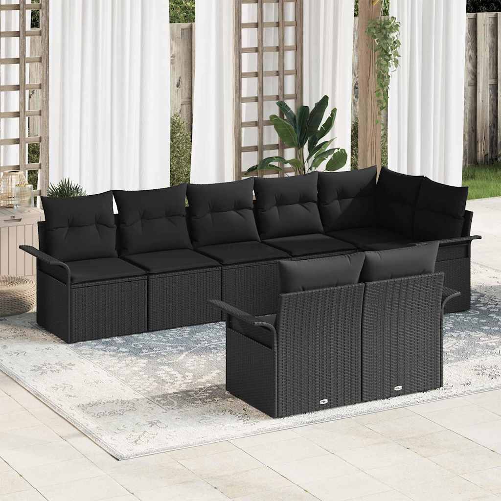 Tuin Sofa Set met opslag 8 pcs Zwart poly rattan is nu te koop bij PeponiXL, paradijselijk wonen!