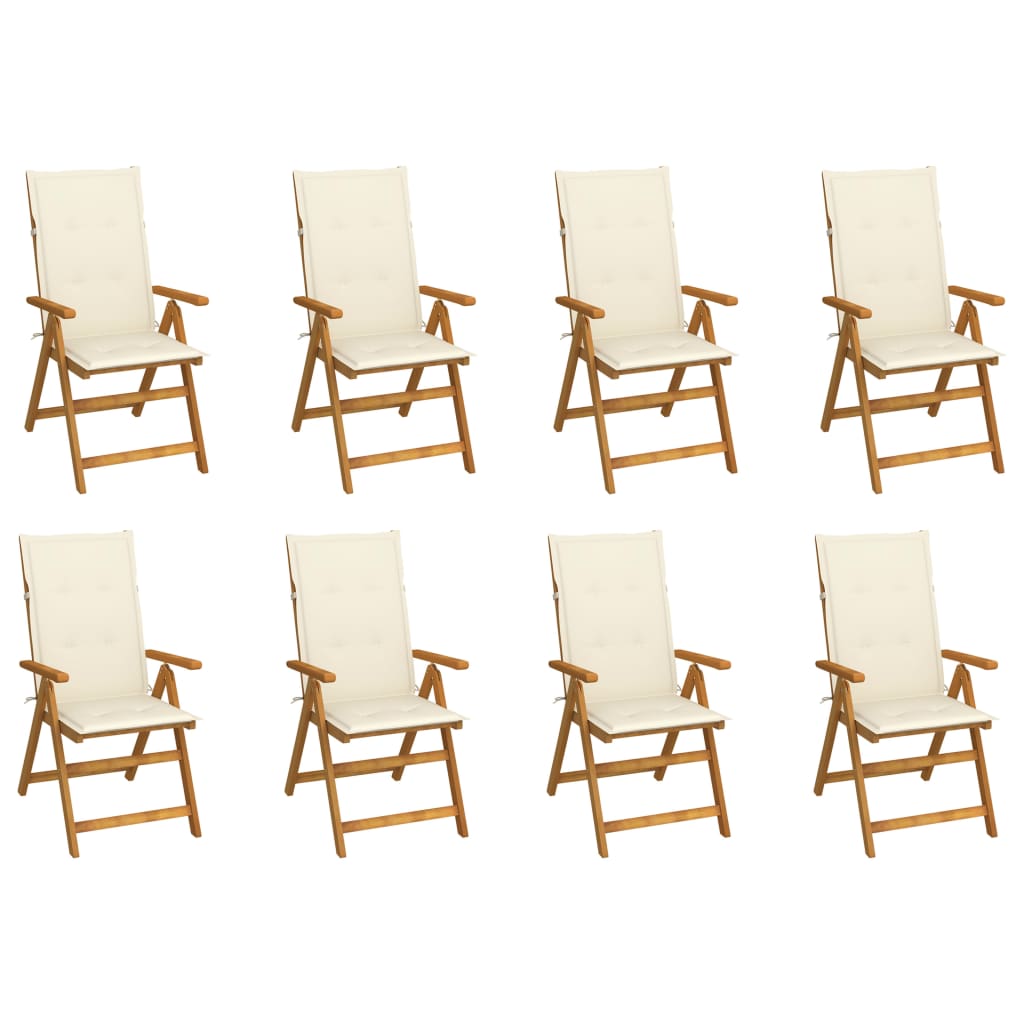 Tuinstoelen 8 st inklapbaar met kussens massief acaciahout is nu te koop bij PeponiXL, paradijselijk wonen!