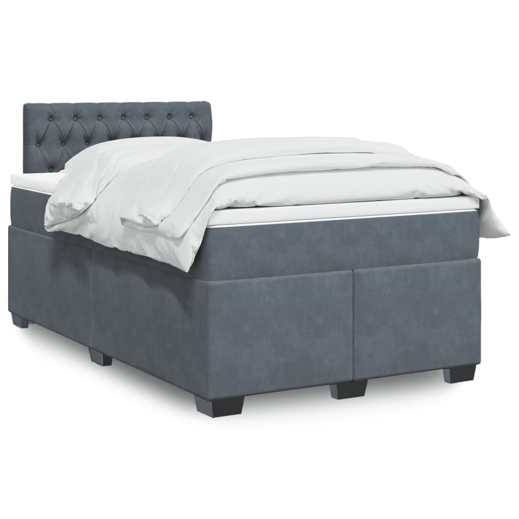 Boxspring met matras fluweel donkergrijs 120x190 cm is nu te koop bij PeponiXL, paradijselijk wonen!