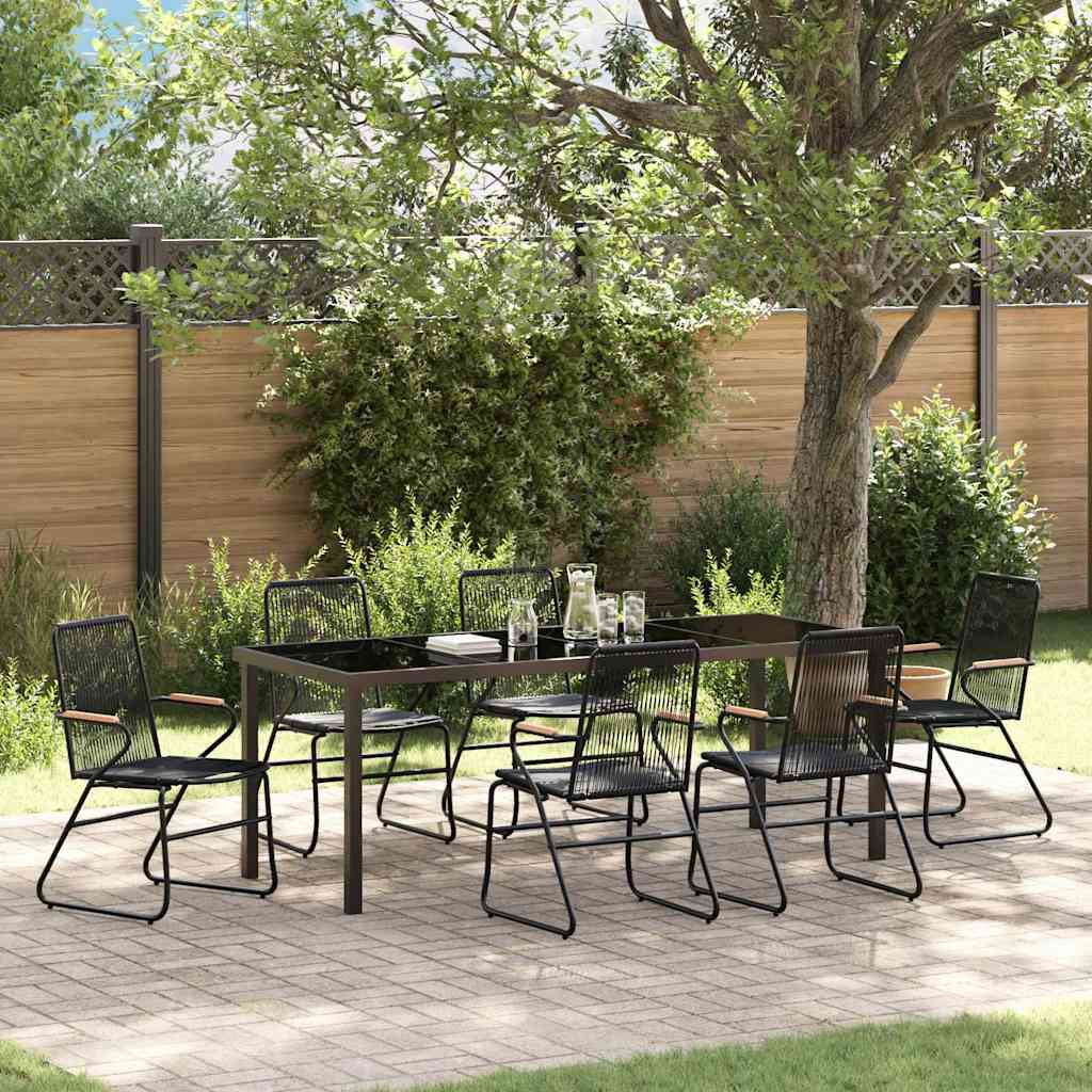 Tuin eettafelset 7 pcs Zwart Gepoedercoat staal is nu te koop bij PeponiXL, paradijselijk wonen!