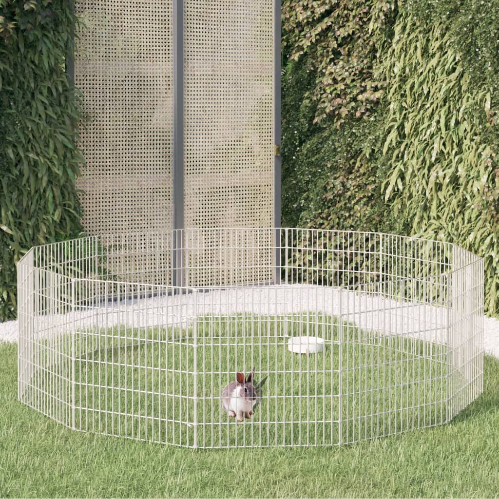 Dierenverblijf 12 panelen 54x60 cm gegalvaniseerd ijzer is nu te koop bij PeponiXL, paradijselijk wonen!