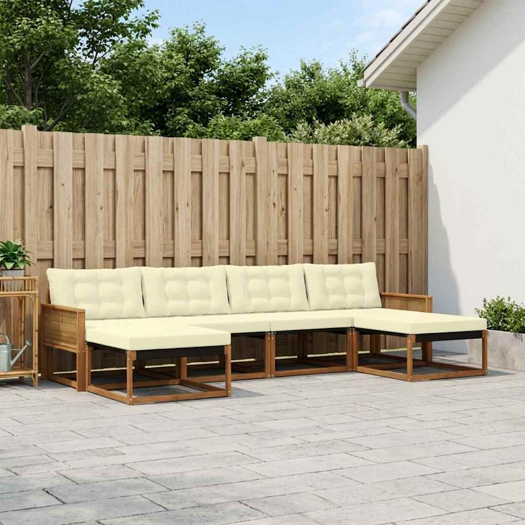 Buiten bankenset met kussen 6 pcs Natuurlijk en Crème is nu te koop bij PeponiXL, paradijselijk wonen!