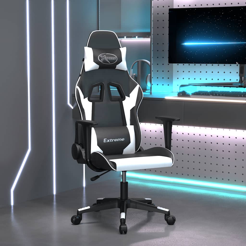 Gamestoel kunstleer zwart en wit is nu te koop bij PeponiXL, paradijselijk wonen!