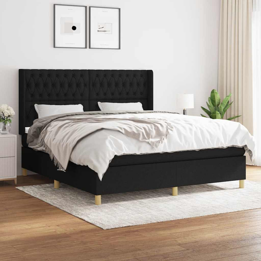 Boxspring met matras stof zwart 180x200 cm is nu te koop bij PeponiXL, paradijselijk wonen!