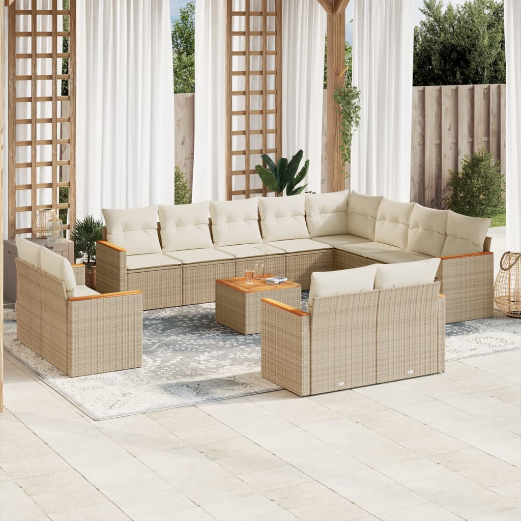 13-delige Loungeset met kussens poly rattan beige is nu te koop bij PeponiXL, paradijselijk wonen!