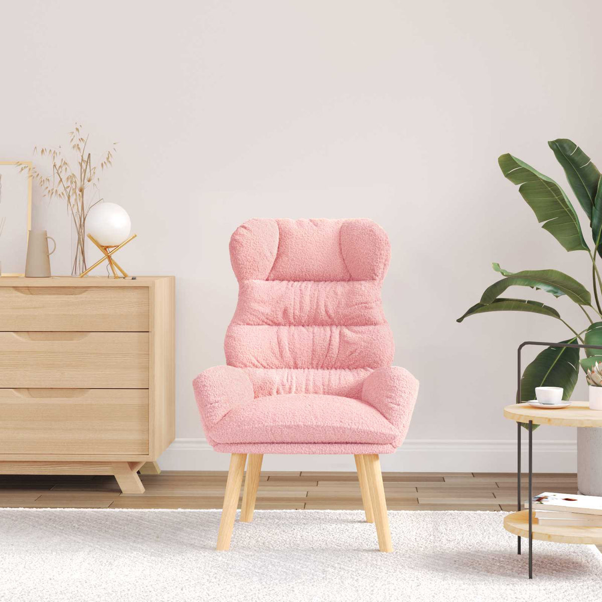 Fauteuil Roze 69 x 74 x 93 cm Sherpa Stof is nu te koop bij PeponiXL, paradijselijk wonen!