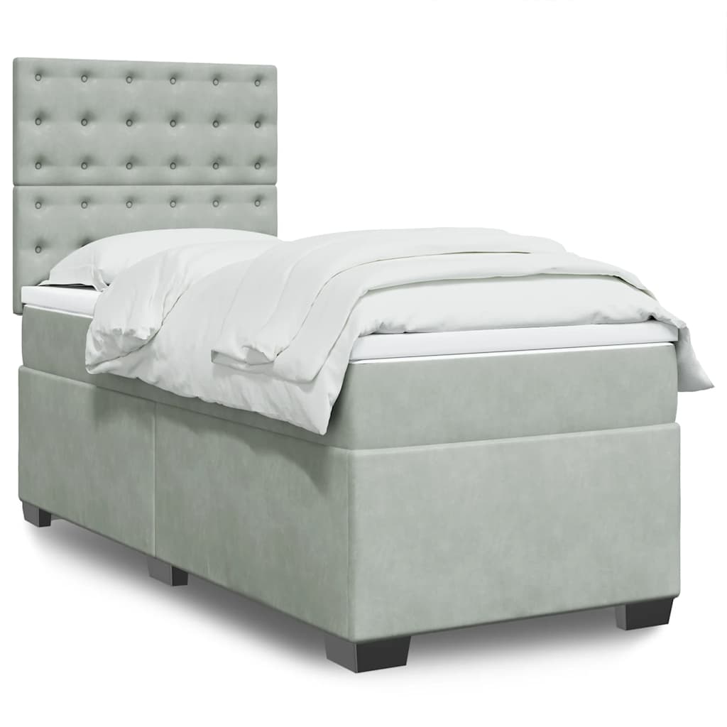 Boxspring met matras fluweel lichtgrijs 80x200 cm is nu te koop bij PeponiXL, paradijselijk wonen!