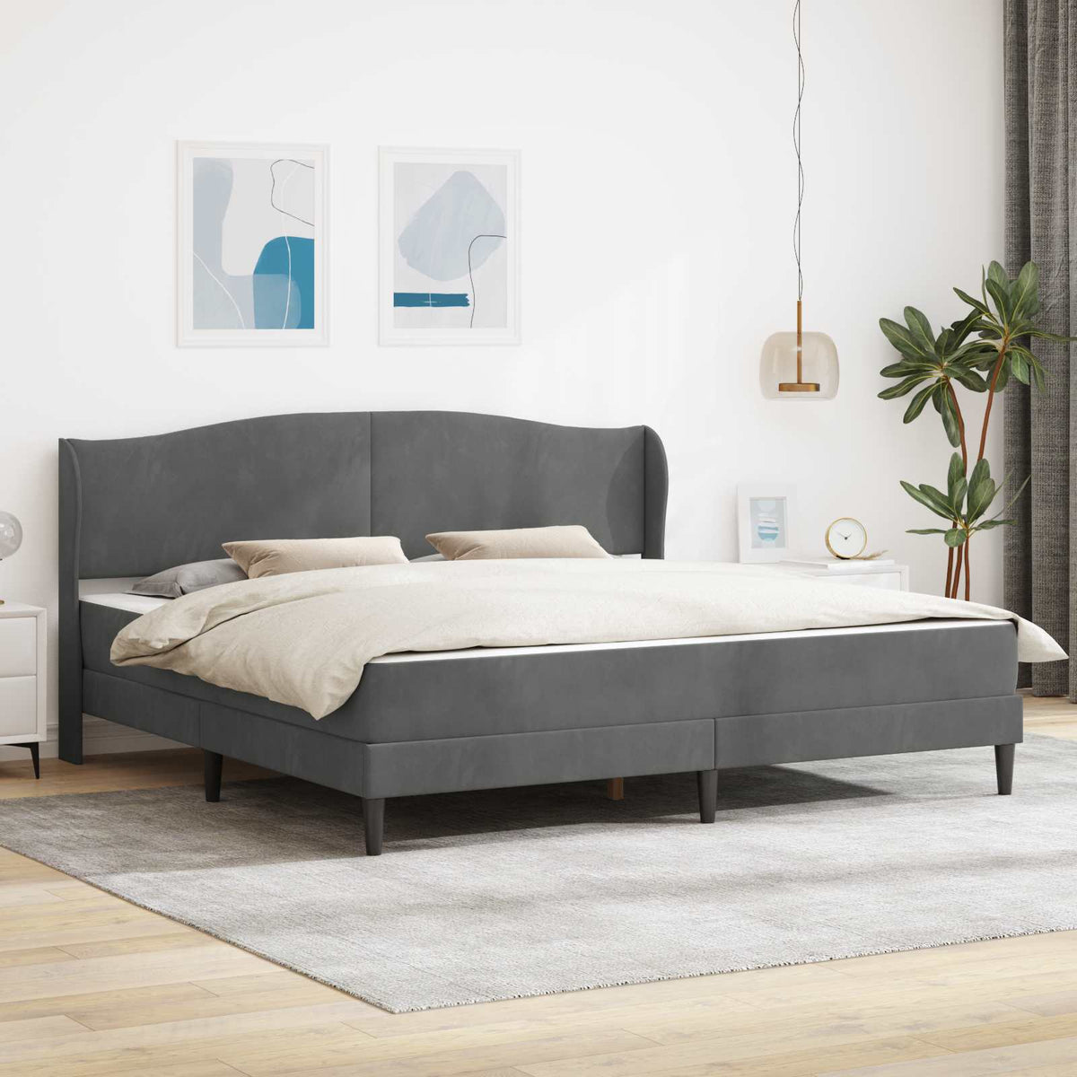 Bedframe met hoofdeinde Donkergrijs 180 x 200 cm Fluweel is nu te koop bij PeponiXL, paradijselijk wonen!