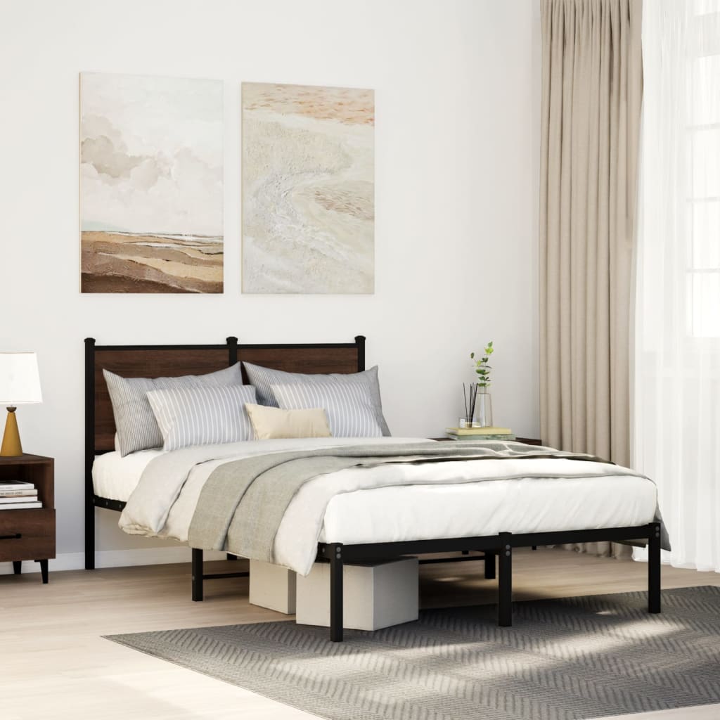 Bedframe zonder matras metaal bruin eikenkleurig 120x200 cm is nu te koop bij PeponiXL, paradijselijk wonen!