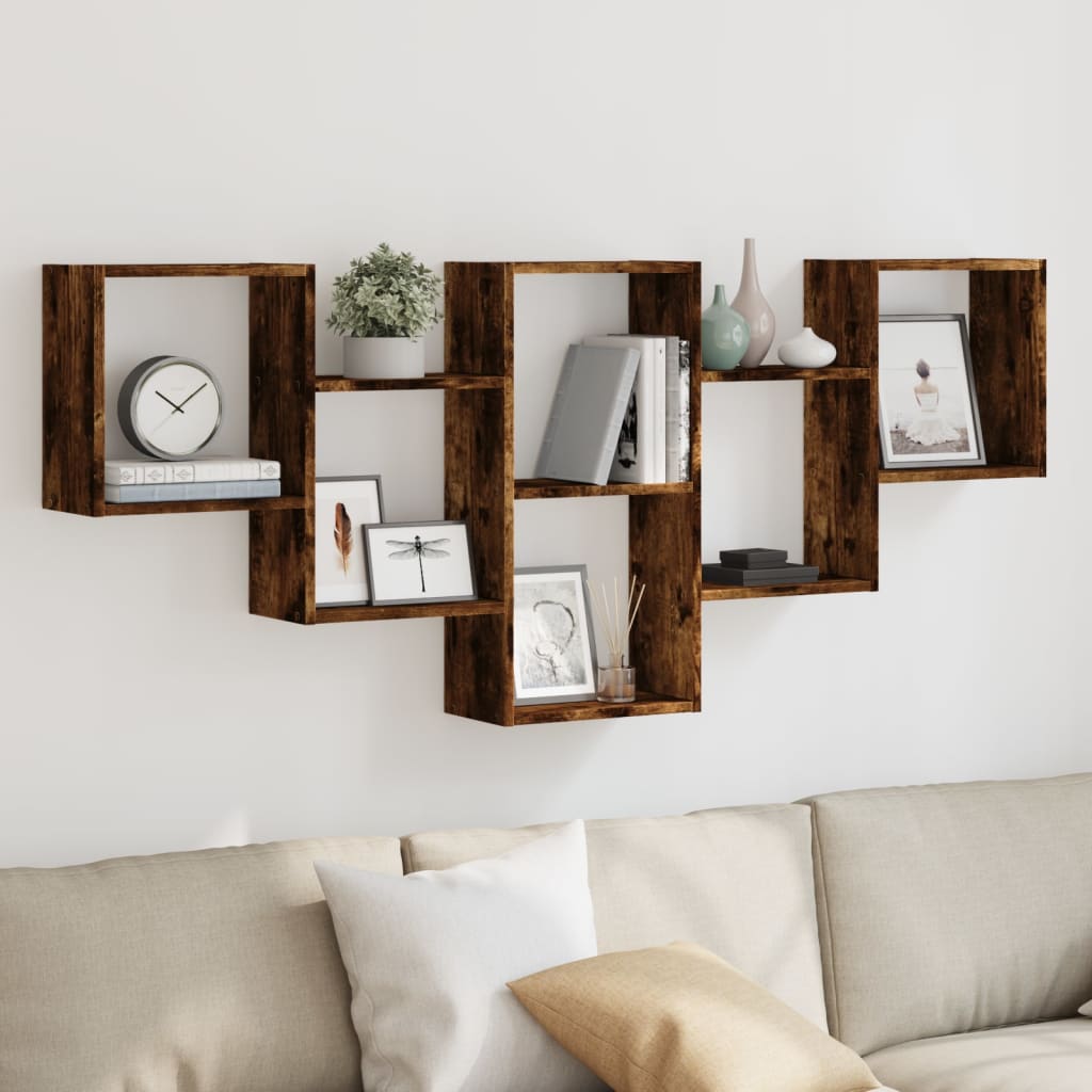Wandschap 159x18x66 cm bewerkt hout gerookt eikenkleurig is nu te koop bij PeponiXL, paradijselijk wonen!