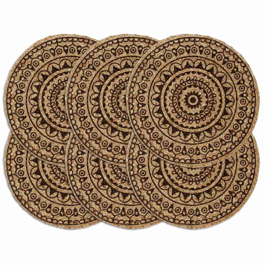 Placemats 6 st rond 38 cm jute donkerbruin is nu te koop bij PeponiXL, paradijselijk wonen!