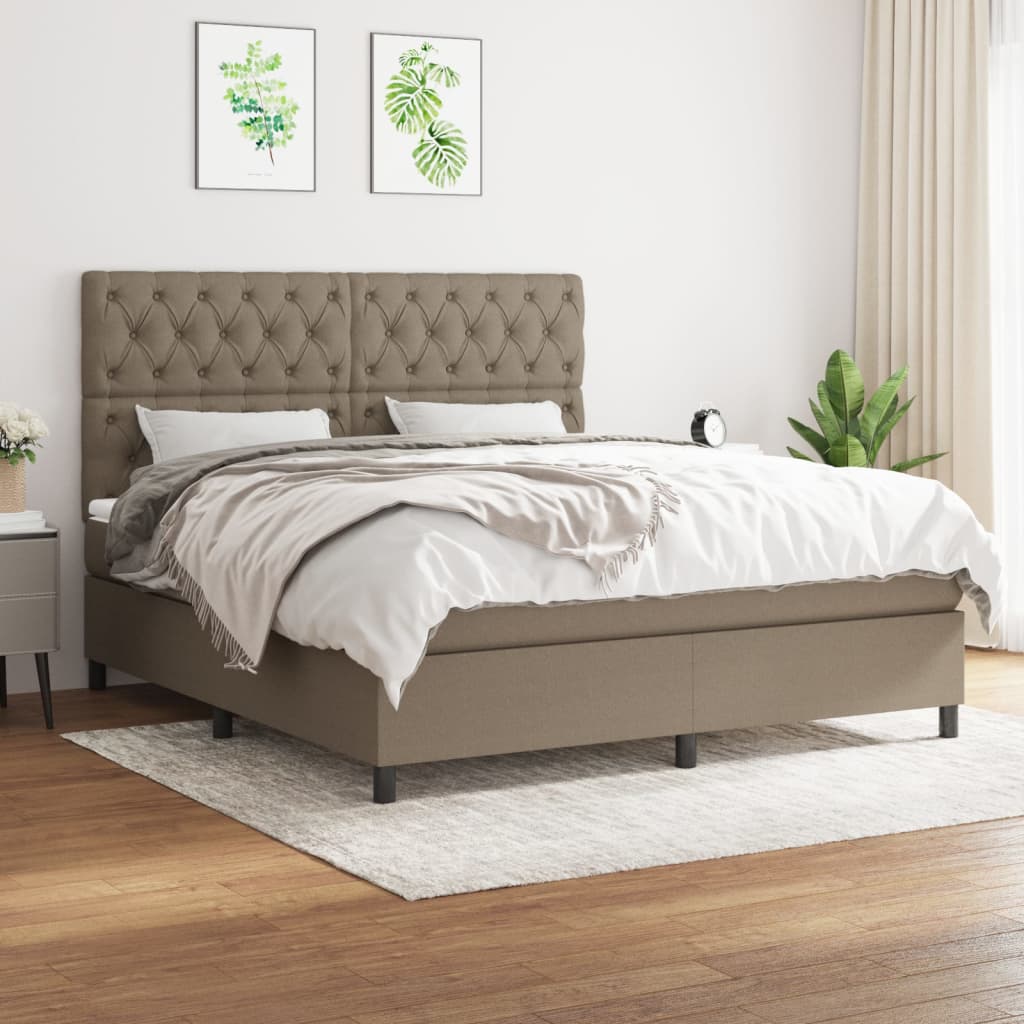 Boxspring met matras stof taupe 160x200 cm is nu te koop bij PeponiXL, paradijselijk wonen!