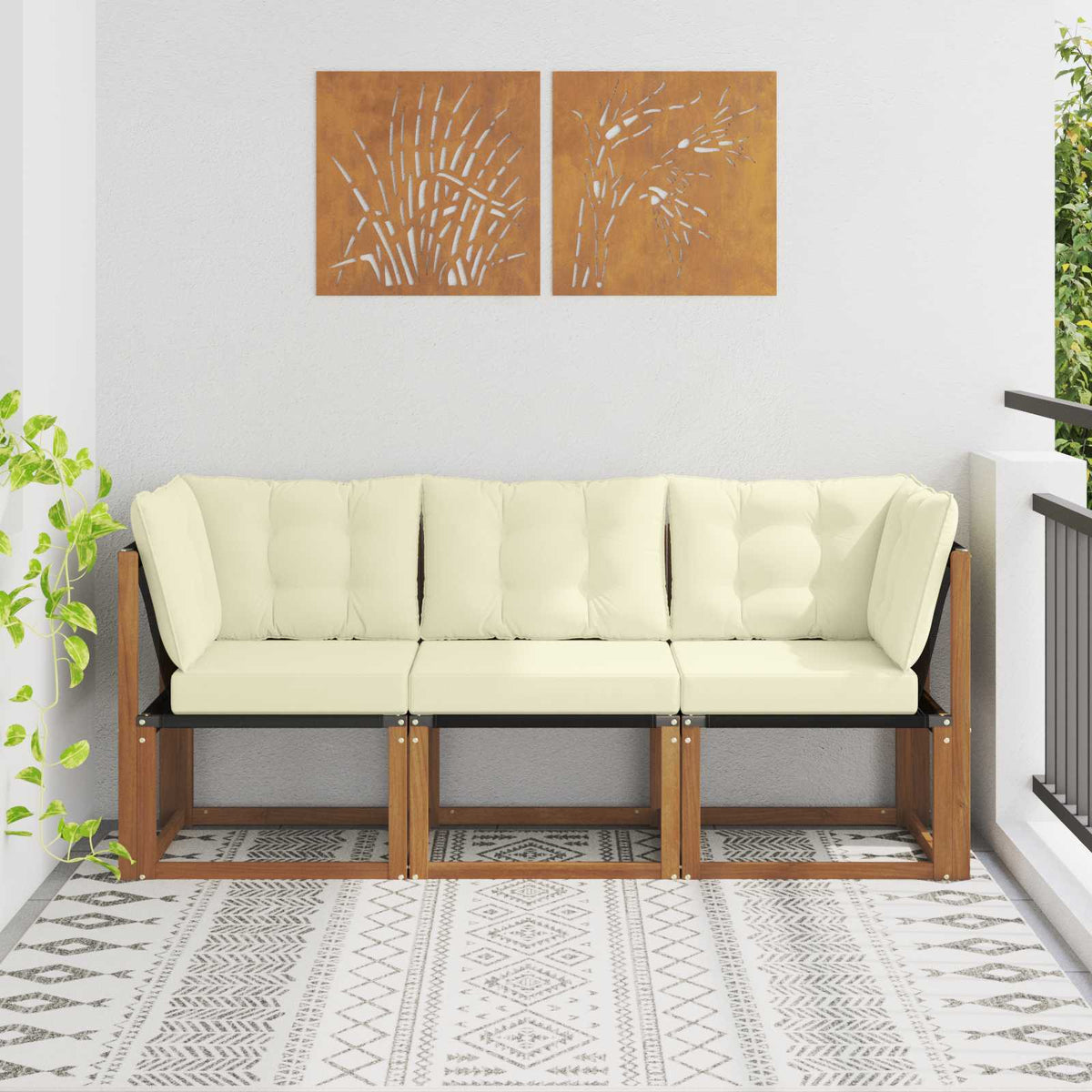Outdoor Midden- en Hoeksalon met kussen 3 Stuk Naturel is nu te koop bij PeponiXL, paradijselijk wonen!