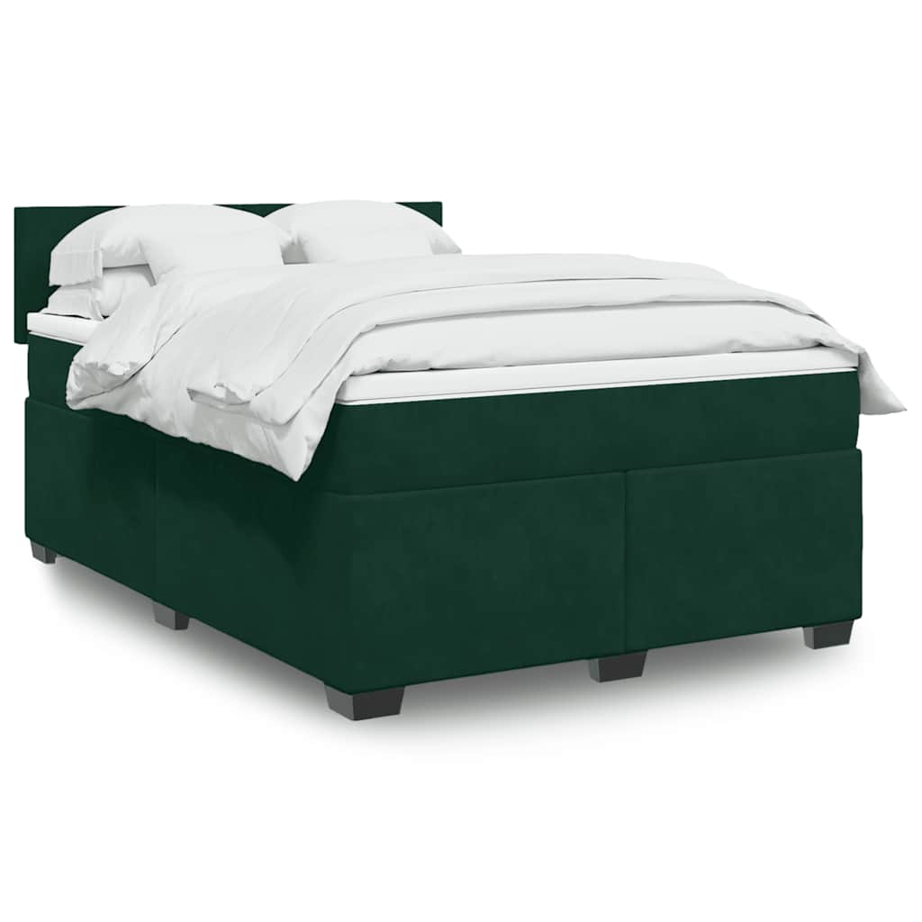 Boxspring met matras fluweel donkergroen 140x190 cm is nu te koop bij PeponiXL, paradijselijk wonen!