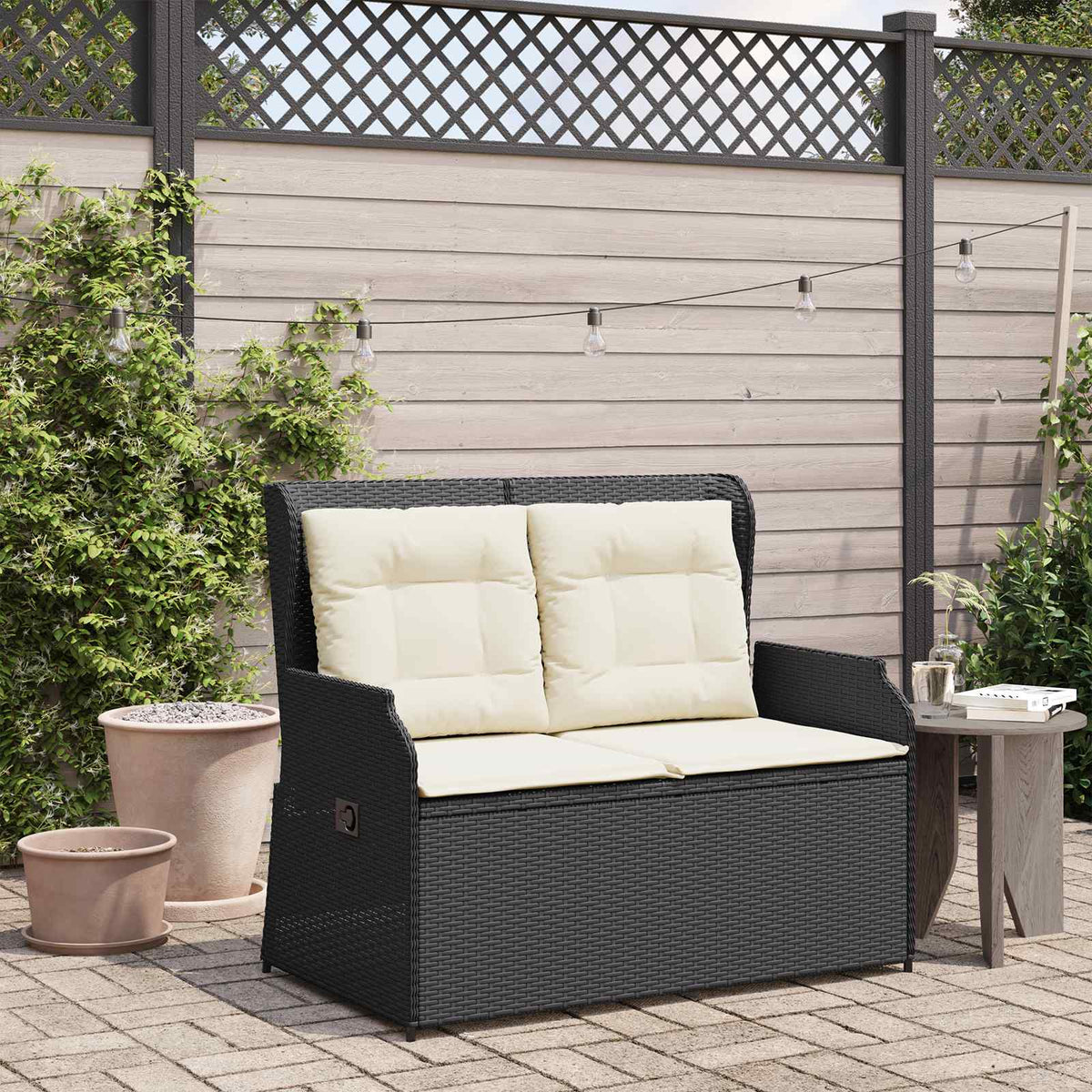 Tuinbank Zwart poly rattan is nu te koop bij PeponiXL, paradijselijk wonen!