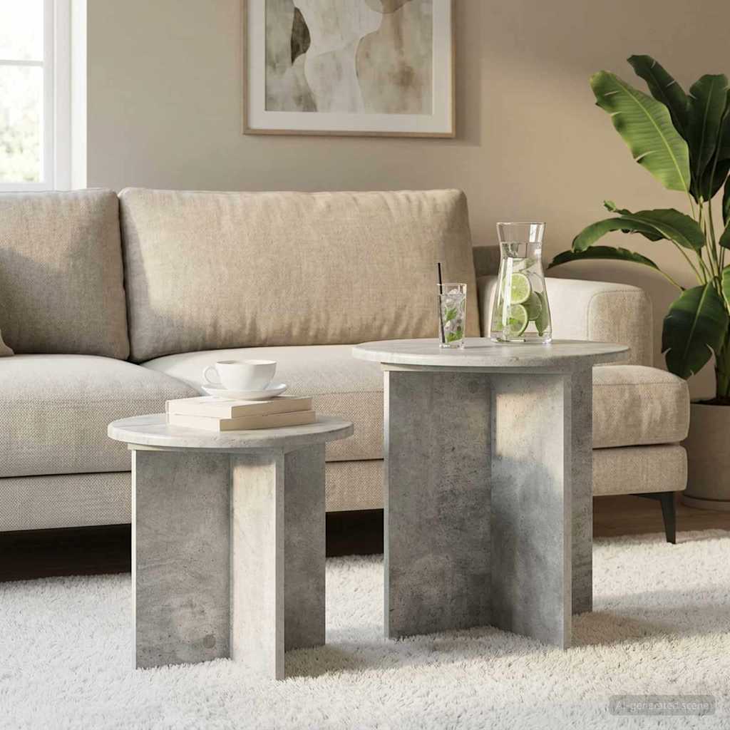 Bijzettafelset met opslag 2 pcs Betongrijs Geconstrueerd hout is nu te koop bij PeponiXL, paradijselijk wonen!