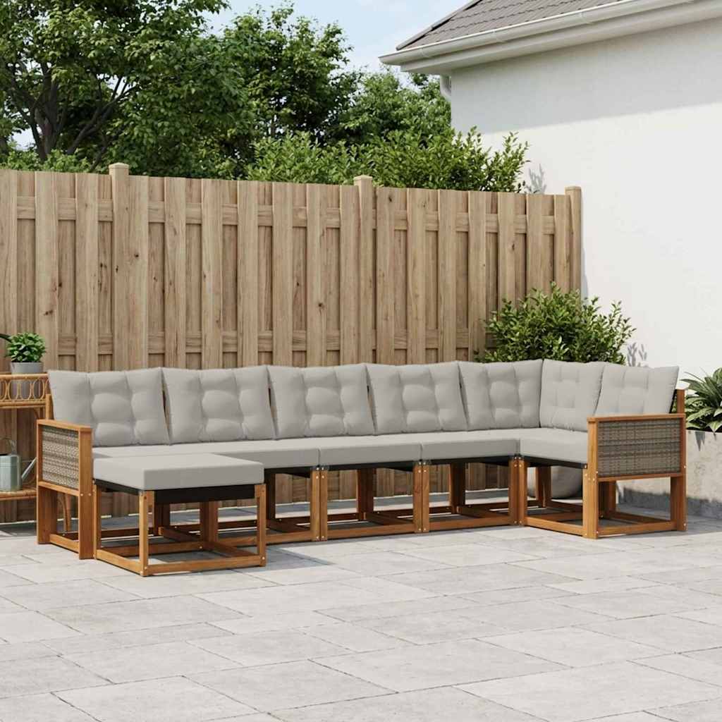 Buiten bankenset met kussen 7 pcs Naturel en lichtgrijs is nu te koop bij PeponiXL, paradijselijk wonen!