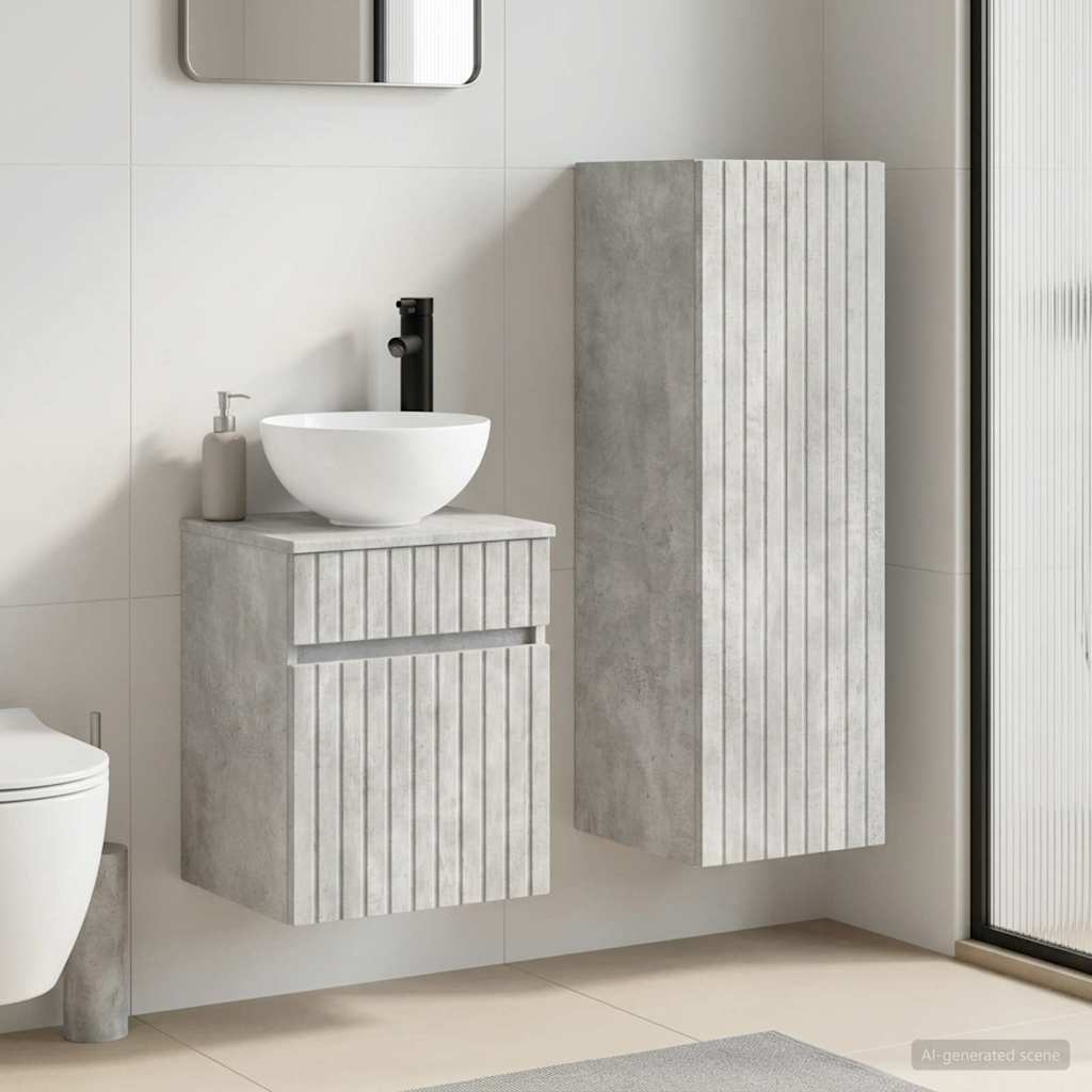 Badkamermeubelset 2 st Betongrijs 33 x 34,5 x 100 cm is nu te koop bij PeponiXL, paradijselijk wonen!